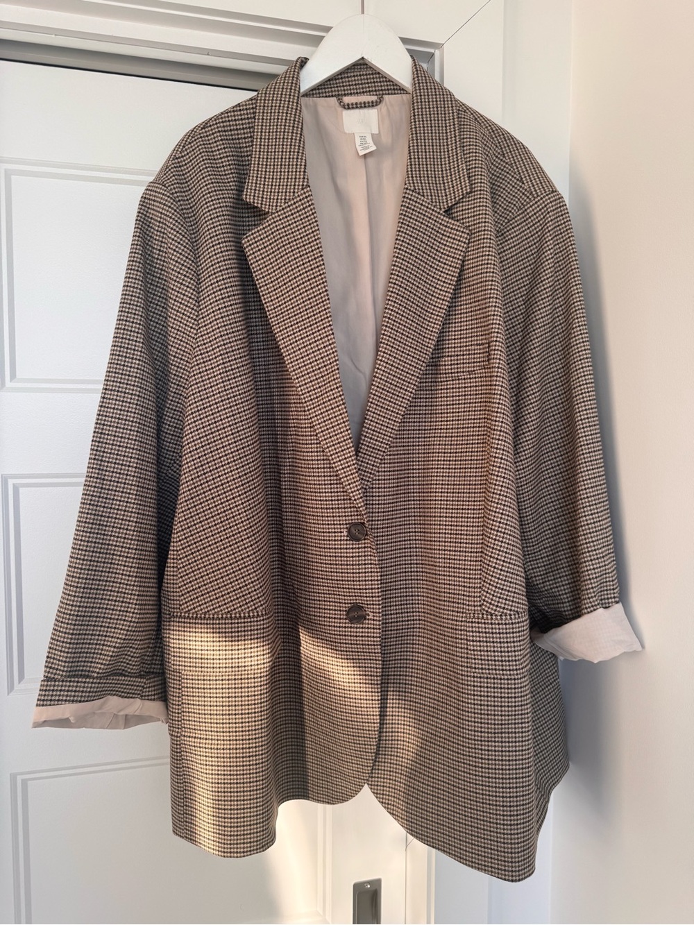 H&M Brown Houndstooth Relaxed Blazer